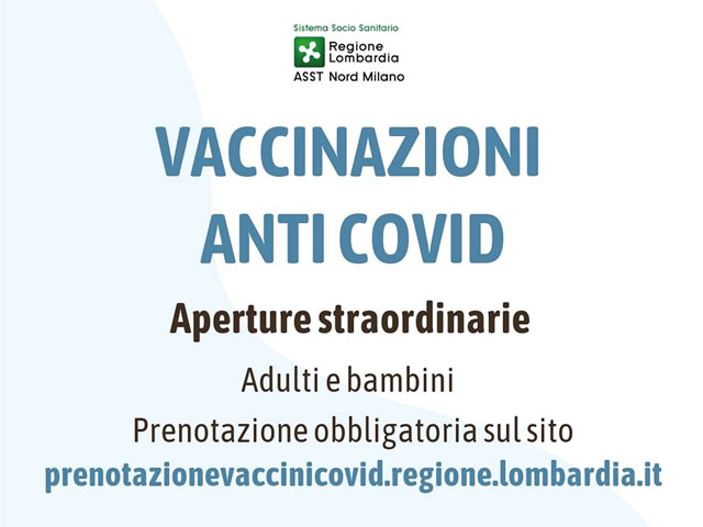 Vaccinazioni anti Covid - aperture straordinarie