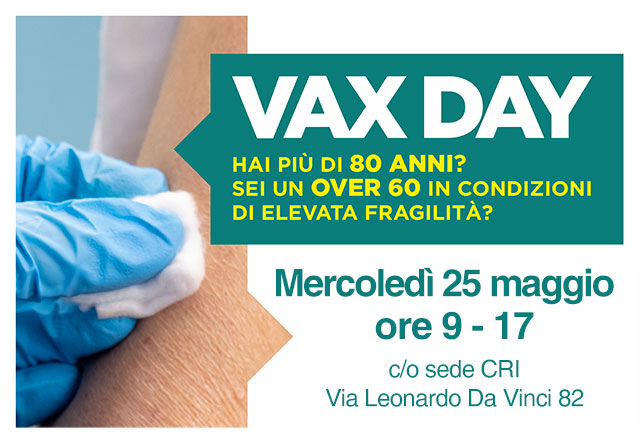 25/5: Vax Day quarta dose per over 60 con elevata fragilità e over 80