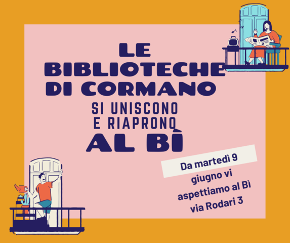 Martedì 9 giugno riaprono le Biblioteche  Civiche di Cormano