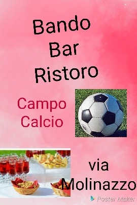 Pubblicato il bando di gara per l'affidamento del servizio bar/ristoro presso il campo di calcio comunale di Via Molinazzo ("Mario Costa")