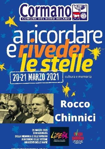 Cormano adotta “Rocco Chinnici” in occasione della Giornata della Memoria e dell’impegno in ricordo delle vittime innocenti di mafia