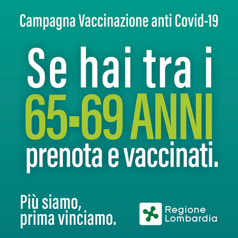 Vaccino antiCovid: dal 19 aprile aperte prenotazioni da 65 anni (nati nel 1956) e precedenti
