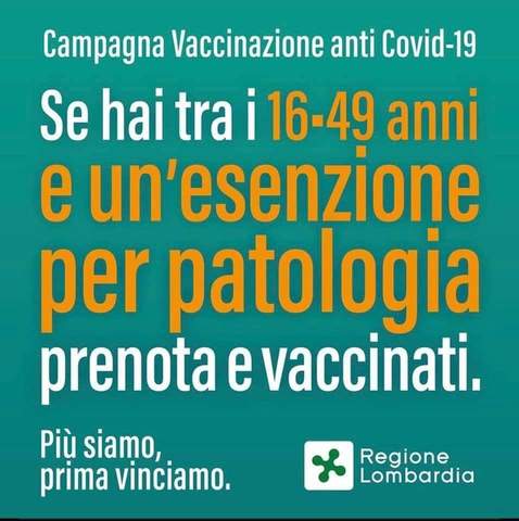 Vaccino anti-Covid: dal 1 maggio aperte prenotazioni per cittadini fragili 16-49 anni