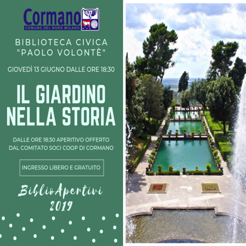 Tornano i BiblioAperitivi: giovedì 13 giugno si comincia con "Il Giardino nella Storia"